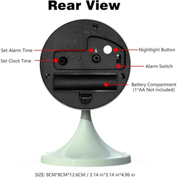 Cute Analog Alarm Clock, Small Retro Table Clock Battery - Picture 7 of 7